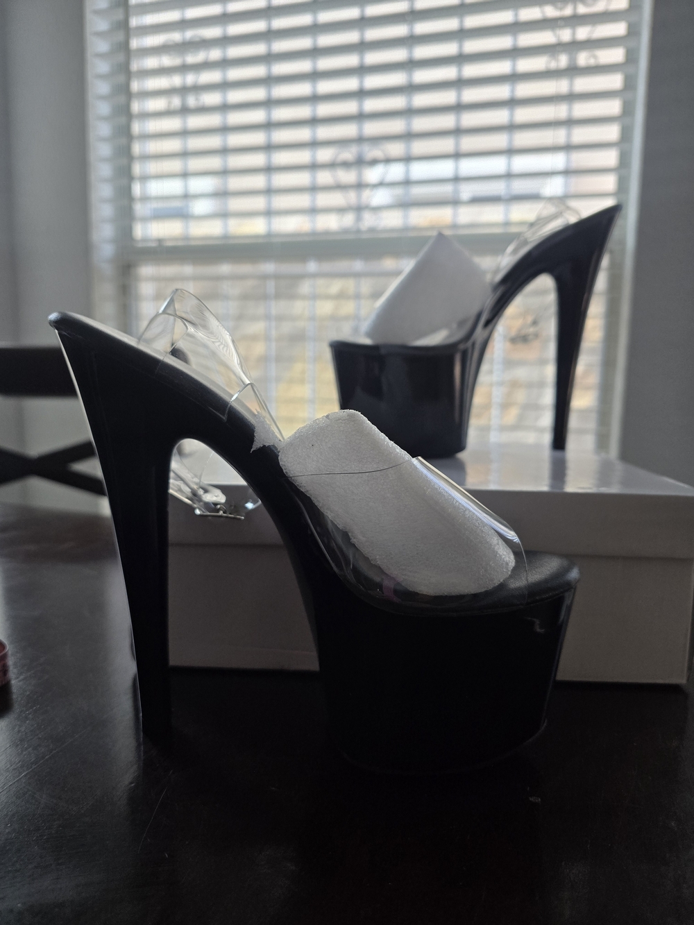 Black Platform Clear Strap High Heel Sandals
